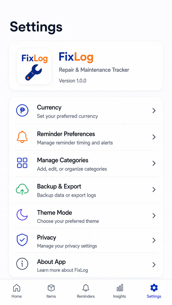 FixLog interface screen 5