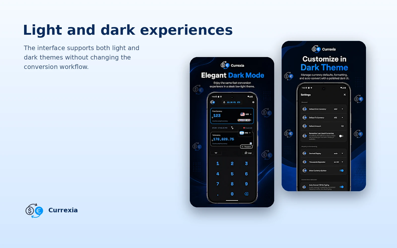 Currexia: Theme options