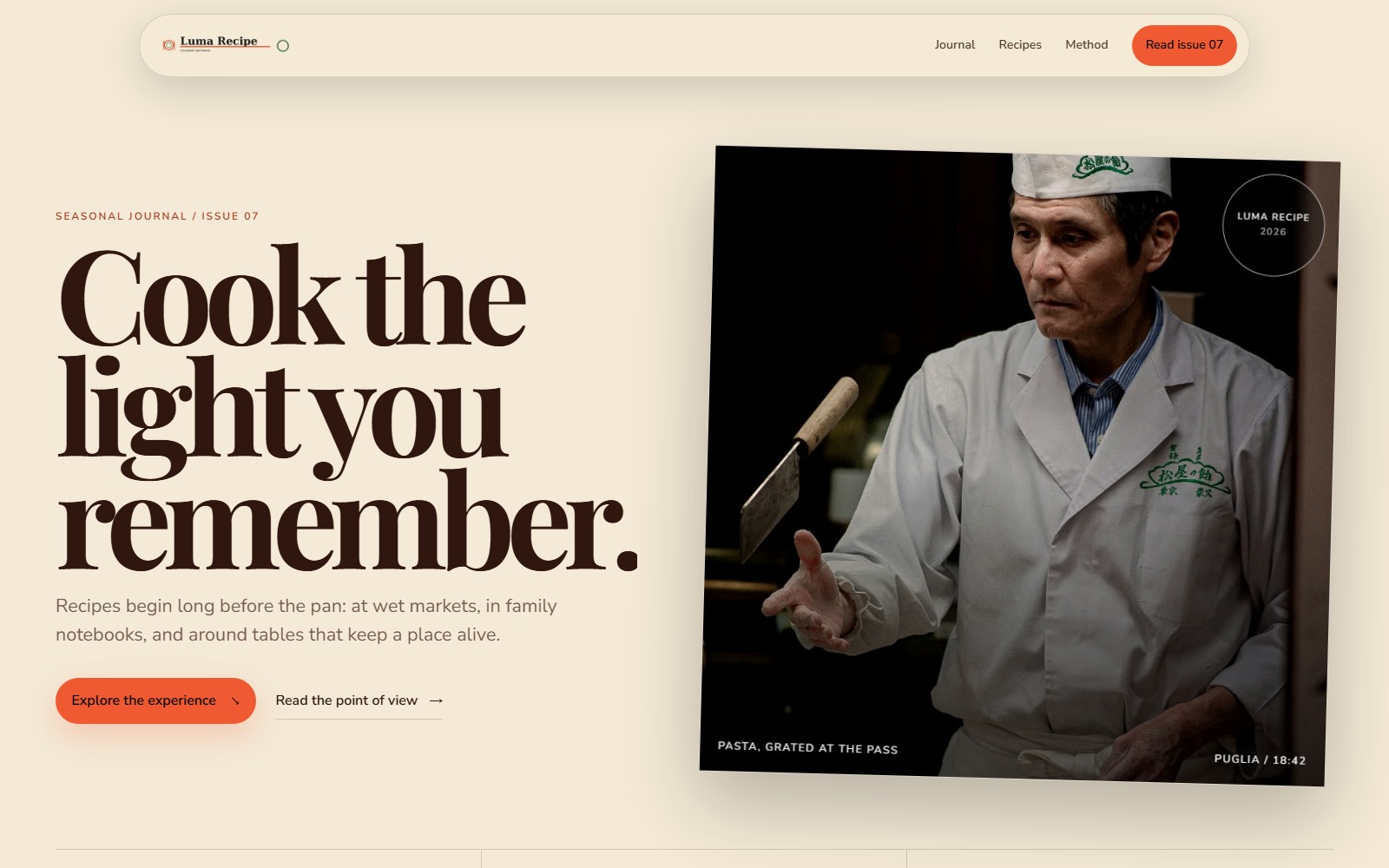 Luma Recipe website preview