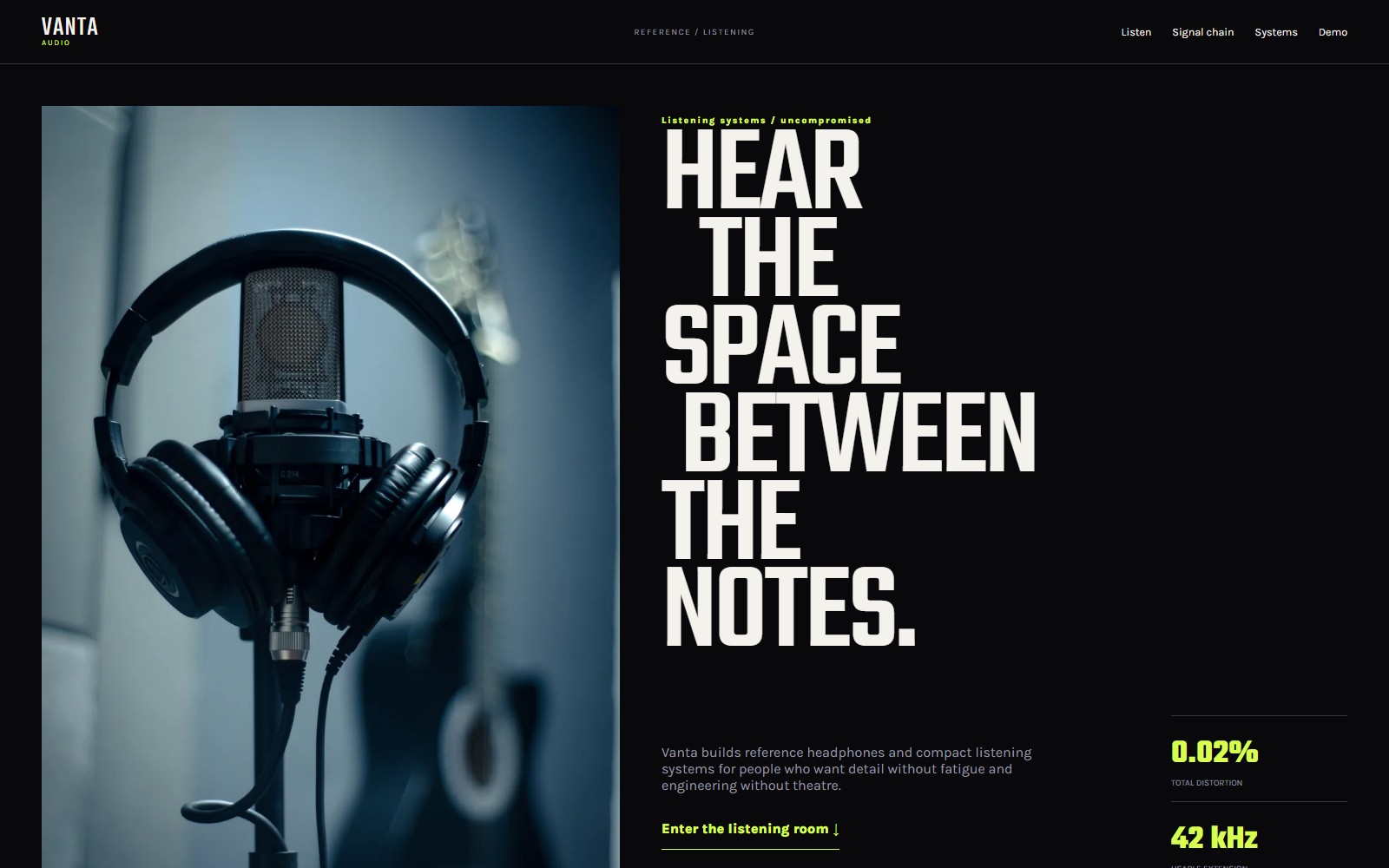 Vanta Audio website preview