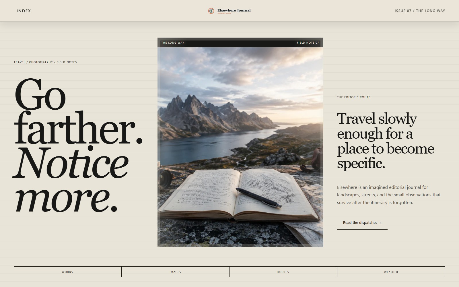Elsewhere Journal website preview